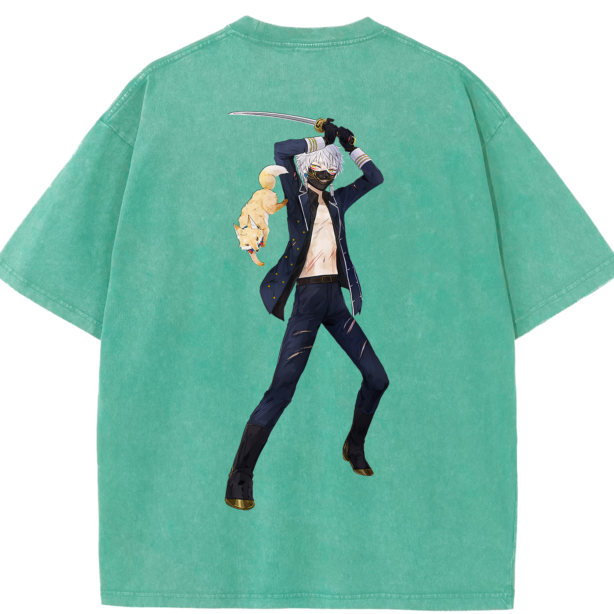 （画像用） 刀剣乱舞 Touken Ranbu 綿100% ヴィンテージ風 半袖Tシャツ（背面プリント）